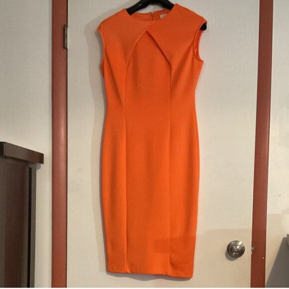 New York & Company Orange Sleeveless Sheath Dress | Size M - Picture 6 of 8
